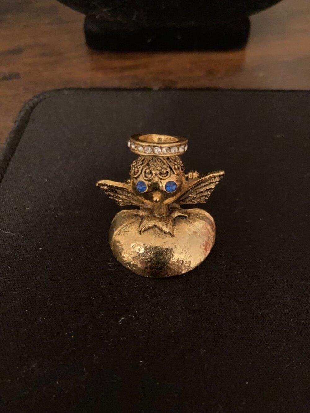 Vintage signed Tortolani Booch Angel on Shoulder Gold Tone Rhinestone